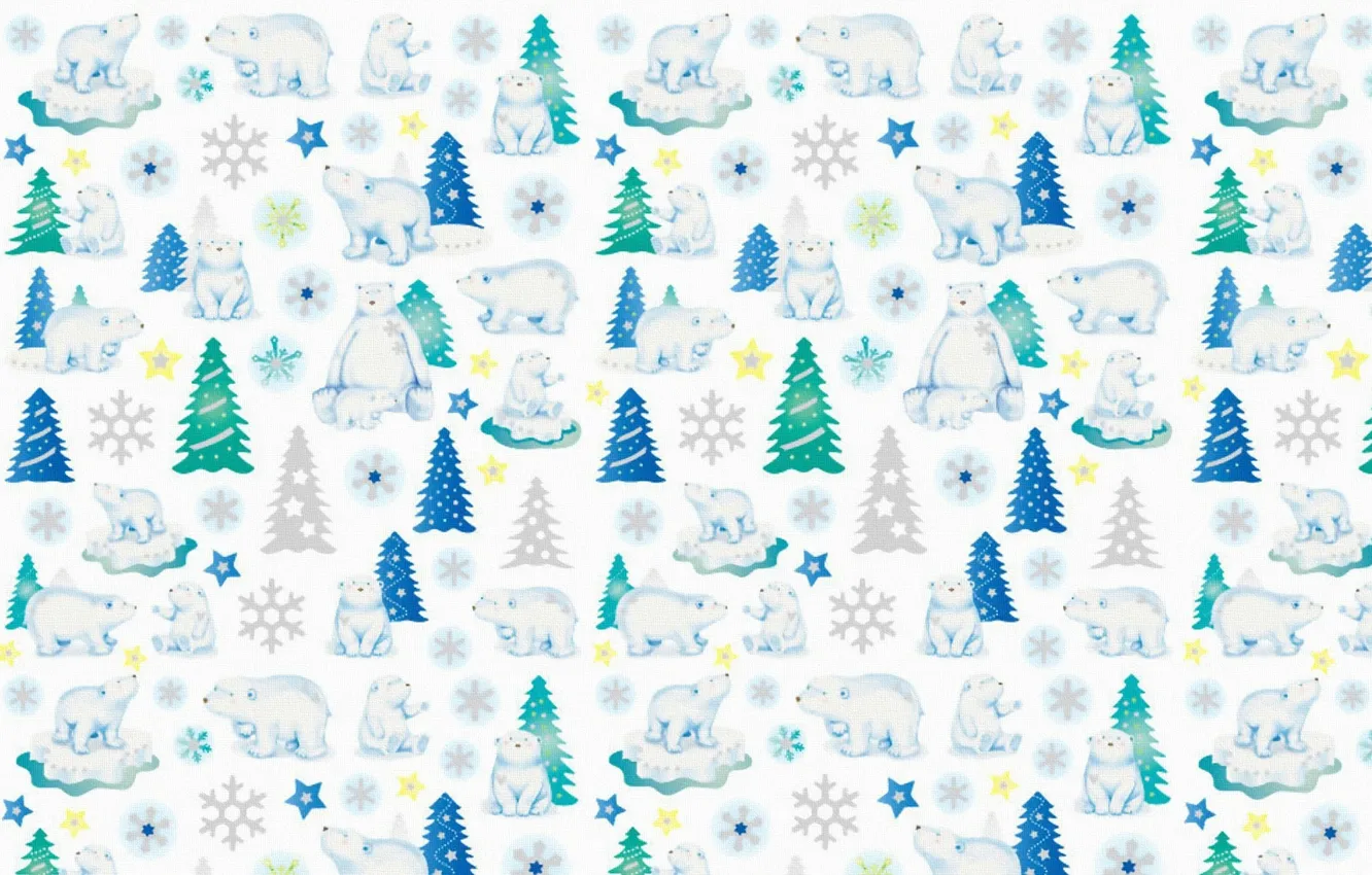 Photo wallpaper snowflakes, background, holiday, new year, texture, bear, herringbone, stars