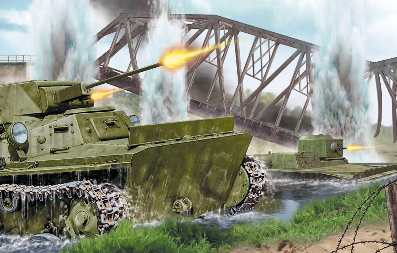 Photo wallpaper floating tank, T-38, Soviet light, T-40C