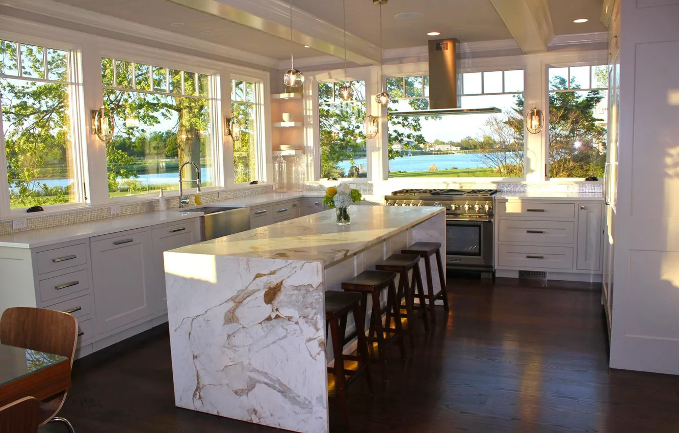 Photo wallpaper interior, kitchen, dining room, Riverview