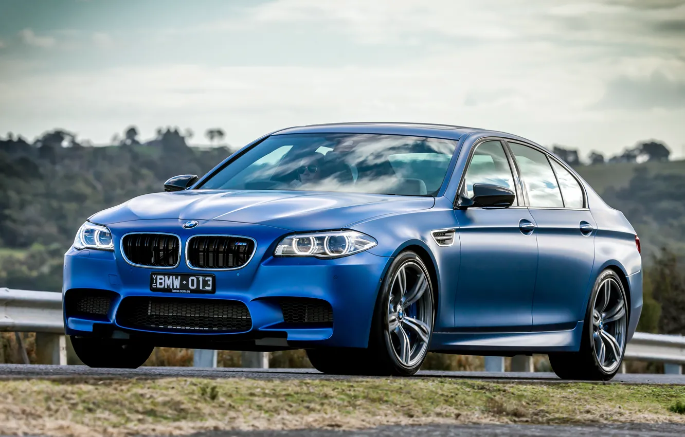 Photo wallpaper blue, BMW, BMW, F10, Sedan, 2015