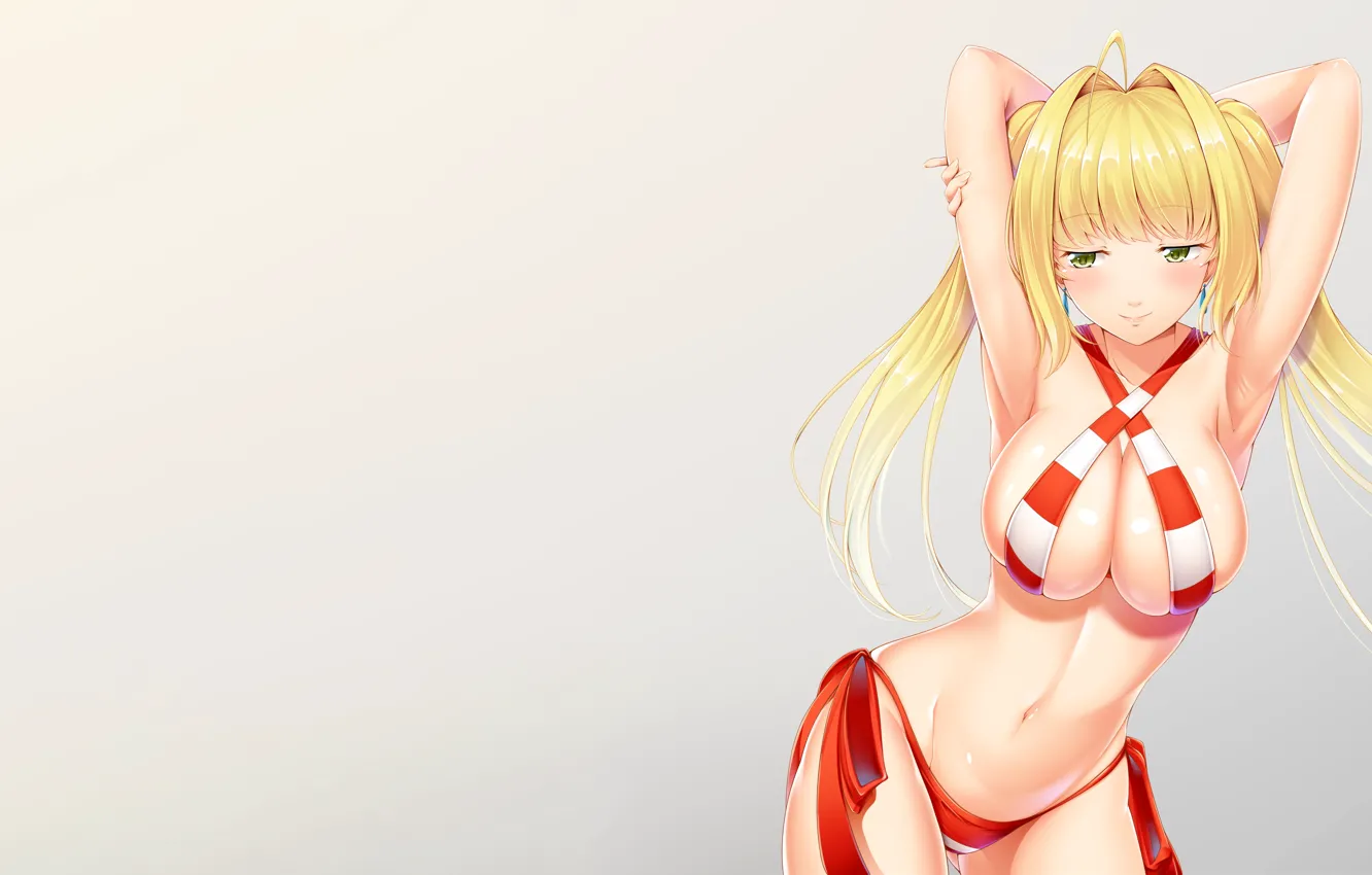 Photo wallpaper girl, sexy, Fate Stay Night, cleavage, long hair, boobs, anime, beautiful