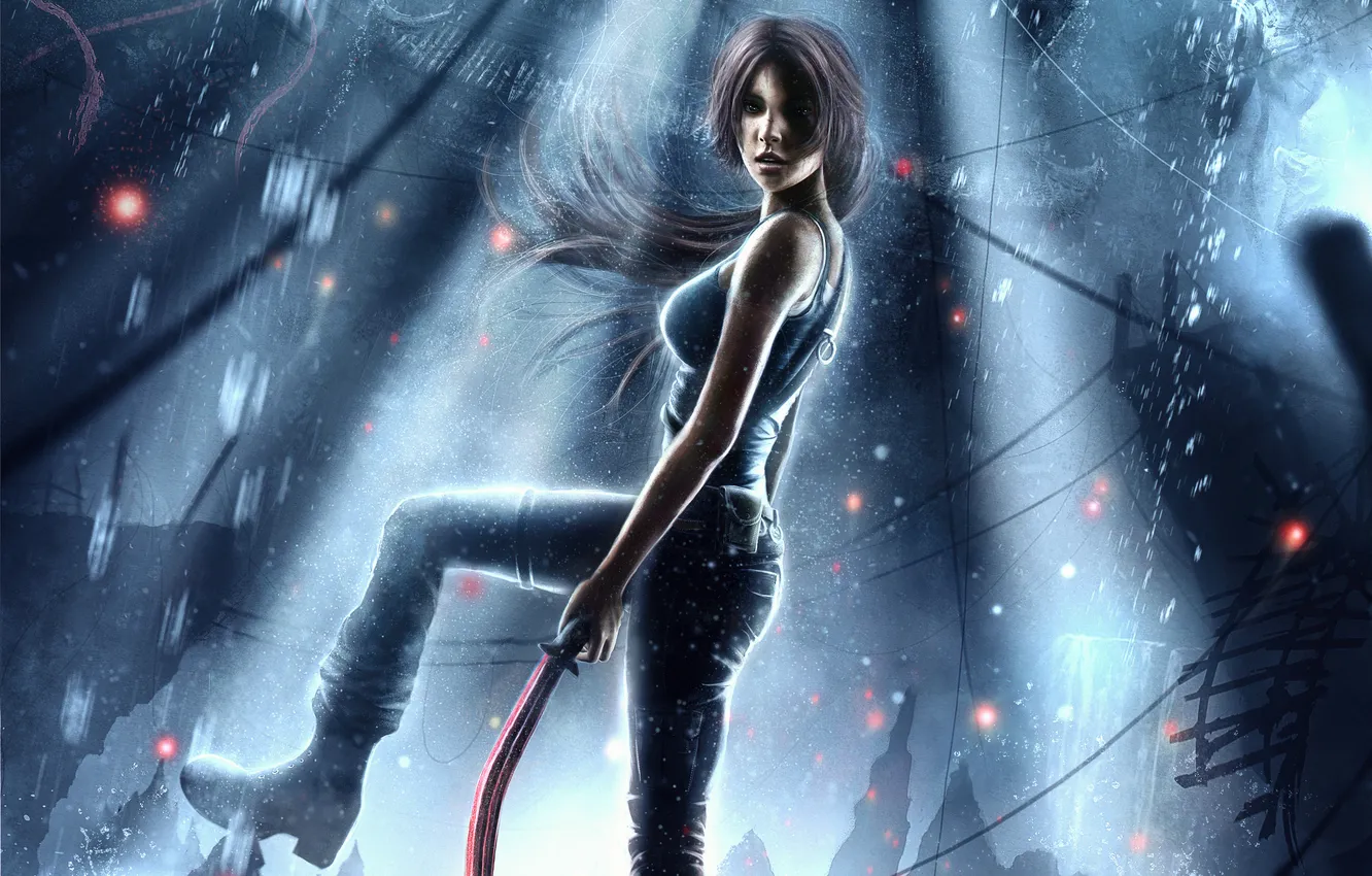 Photo wallpaper water, girl, Asia, art, Lara Croft, Tomb Raider Reborn, Kirk