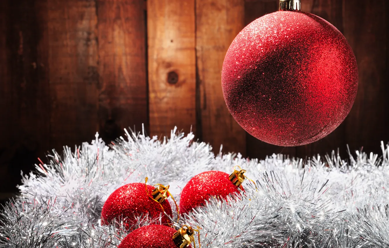 Photo wallpaper balls, New Year, Christmas, tinsel, Christmas, New Year, decoration