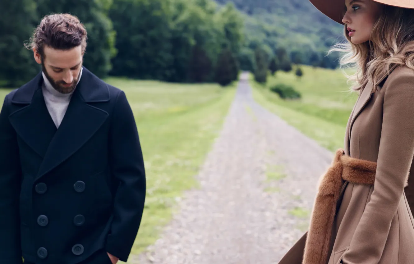 Photo wallpaper model, hat, profile, male, coat, Magdalena Frackowiak