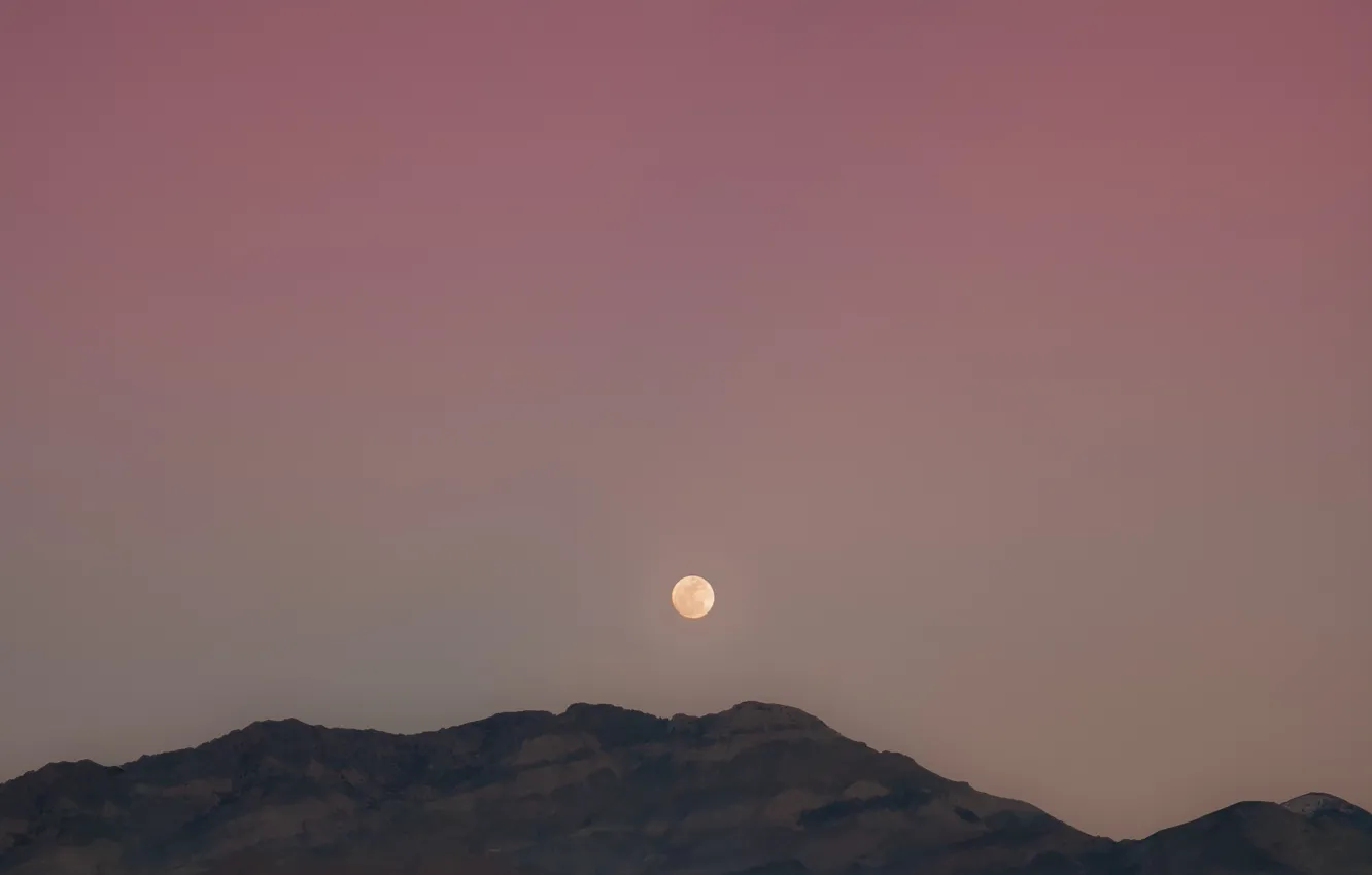 Photo wallpaper moon, moonrise, mountains