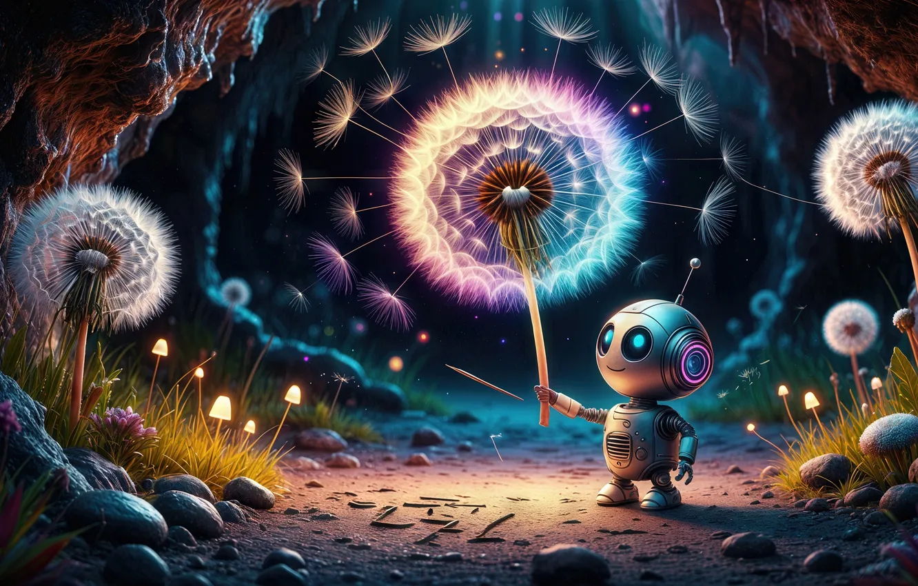 Photo wallpaper fantasy, robot, neural network