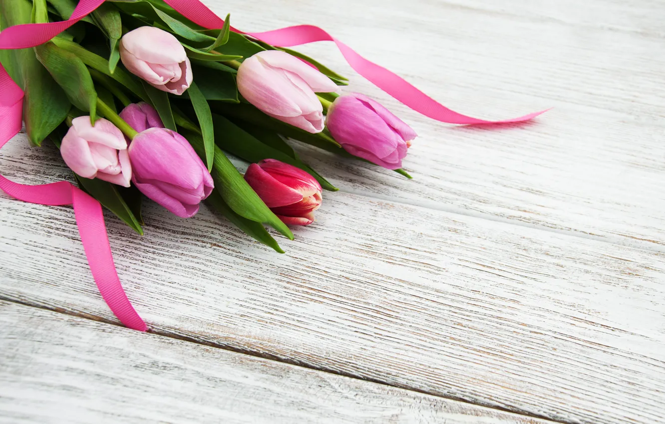 Photo wallpaper flowers, bouquet, colorful, tulips, pink, flowers, tulips, spring