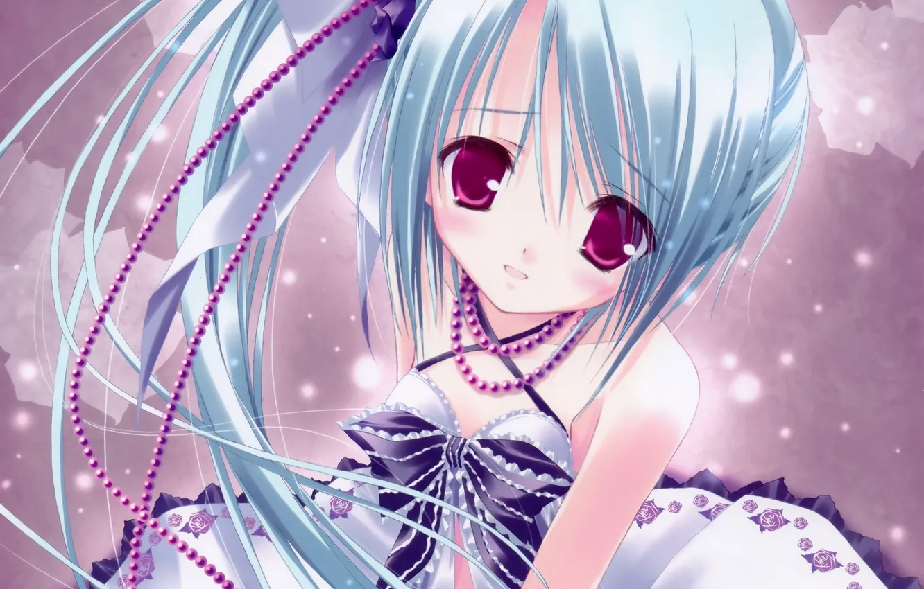 Photo wallpaper girl, flowers, anime, dress, art, beads, loli, Tinkerbell