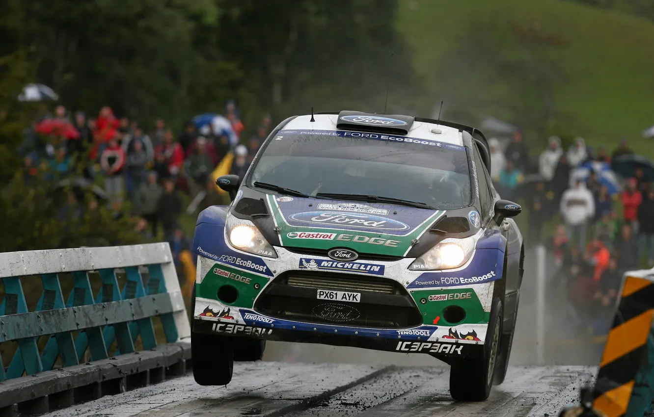 Photo wallpaper car, bridge, lights, Ford, The hood, Ford, WRC, the front