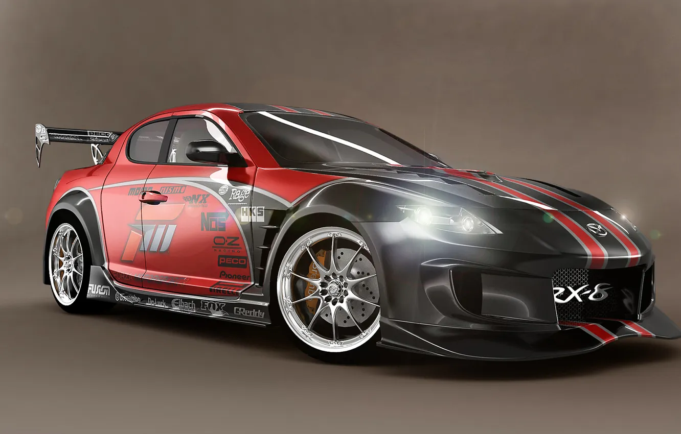 Photo wallpaper tuning, Mazda, render, RX8