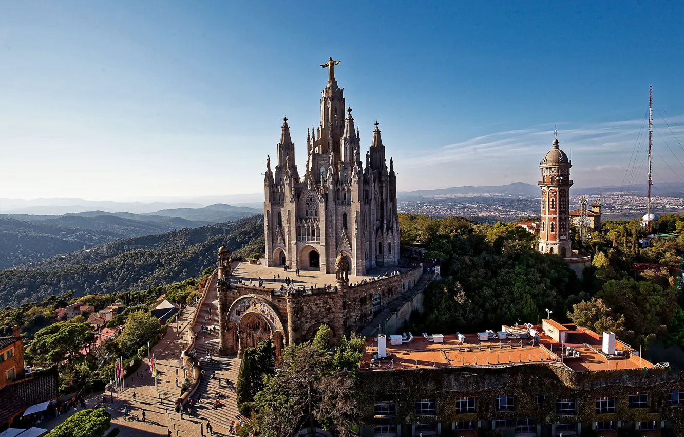 Photo wallpaper building, tower, Church, Spain, Barcelona, Barcelona, Spain, Catalonia
