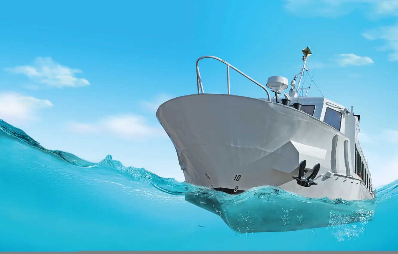 Photo wallpaper design, water, boat, Anchor