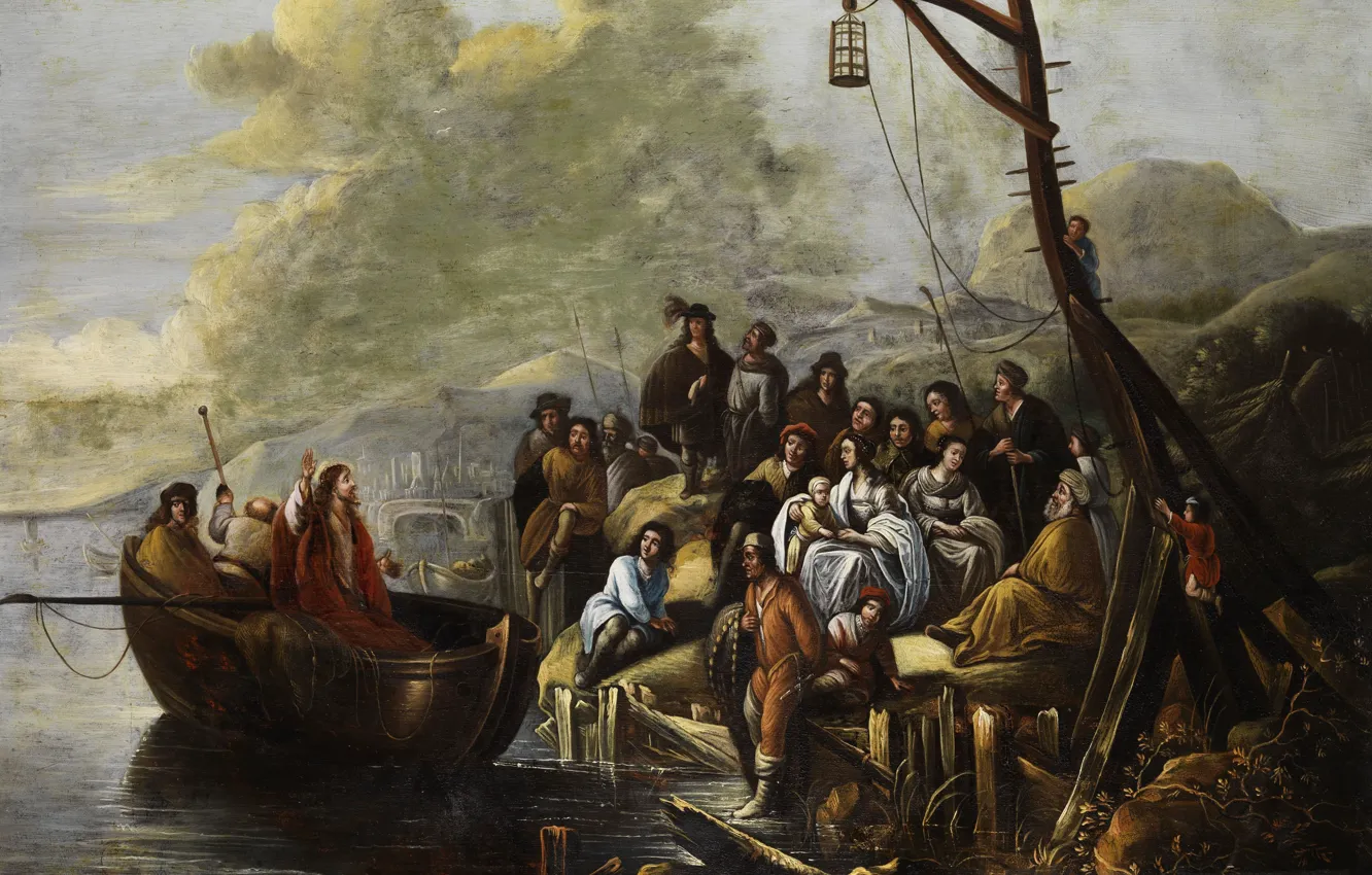 Photo wallpaper picture, religion, mythology, Of gerbrand van den Eckhout, Christ Preaching at the Lake Genisaretskogo