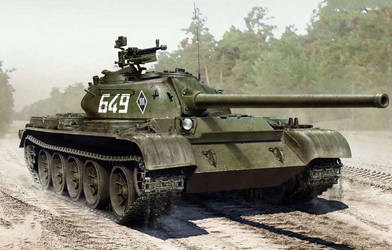 Photo wallpaper figure, main battle tank, Soviet medium tank, T-55