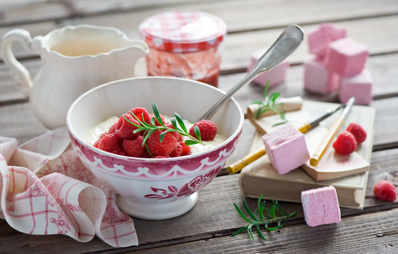 Photo wallpaper berries, raspberry, Breakfast, cheese