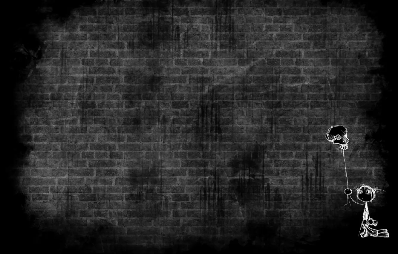 Photo wallpaper the dark background, grey, figure, ball, girl