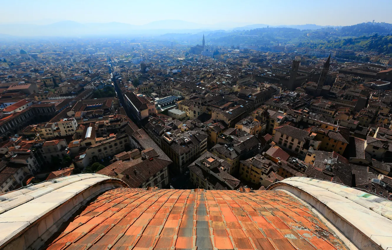 Photo wallpaper the sky, home, Italy, panorama, Florence, street, quarter, the view from the dome of the …