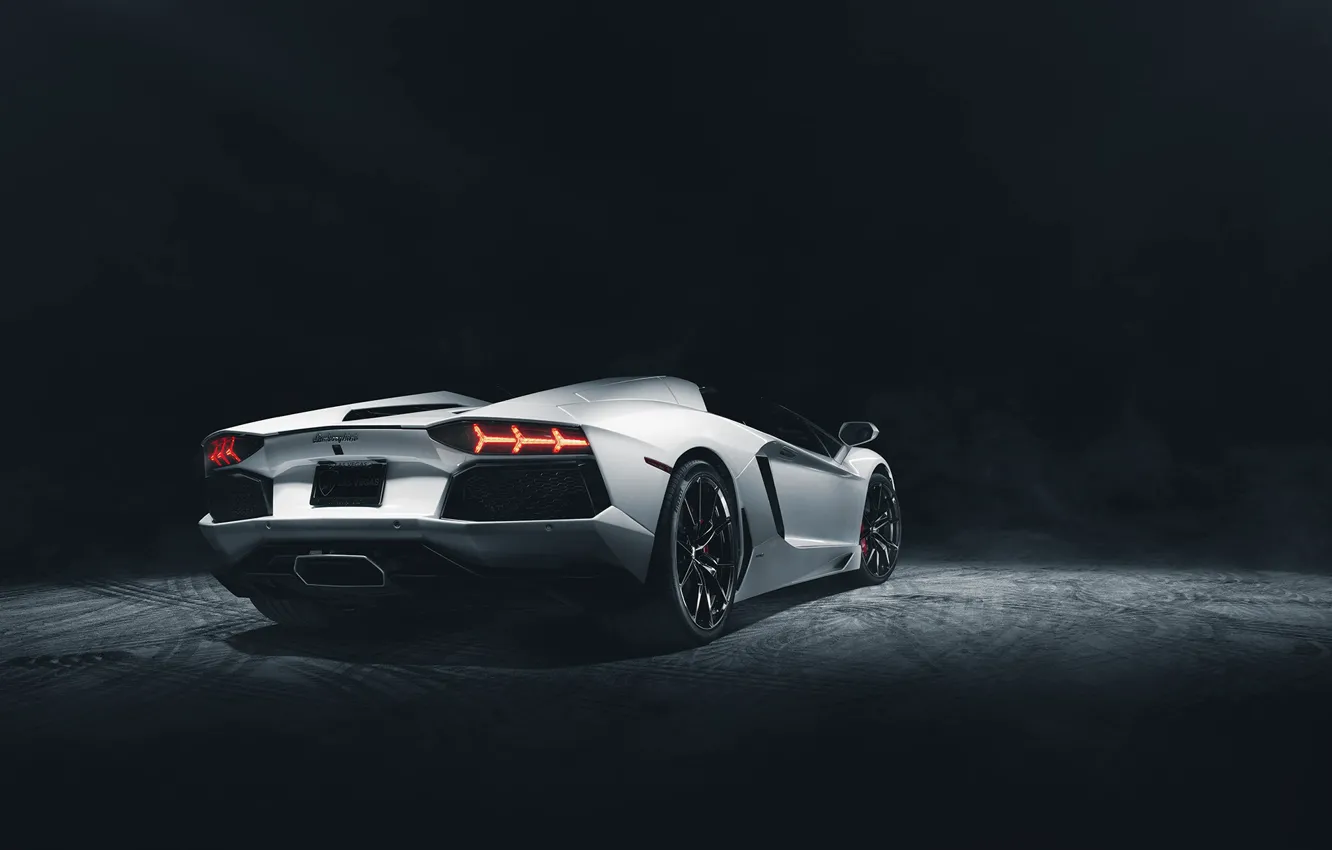 Photo wallpaper Roadster, Lamborghini, Dark, White, Studio, LP700-4, Aventador, Supercar