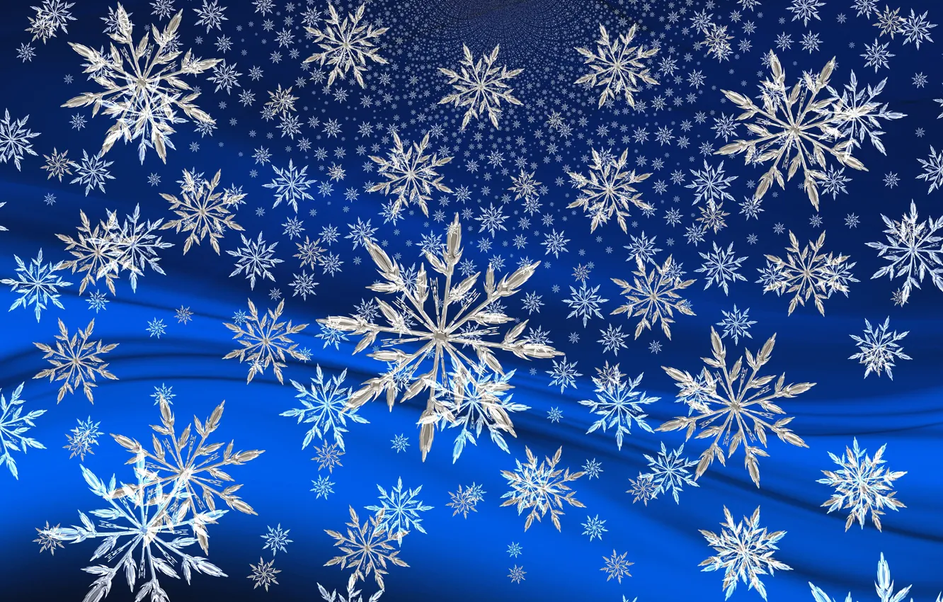 Photo wallpaper winter, snowflakes, blue, background, new year, 2022