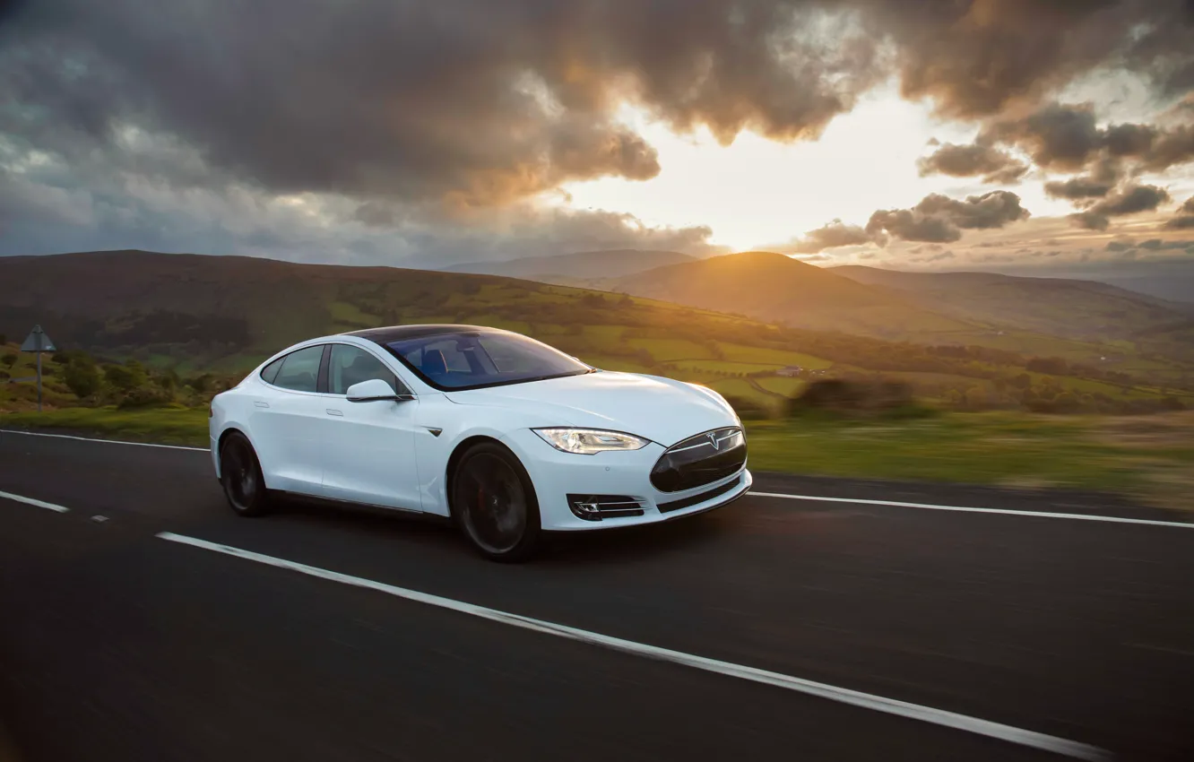 Photo wallpaper white, Tesla, Model S, P85