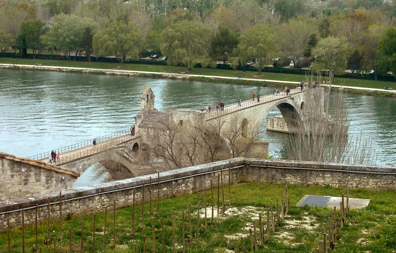 Photo wallpaper bridge, river, France, river, bridge, France, Avignon, Avignon