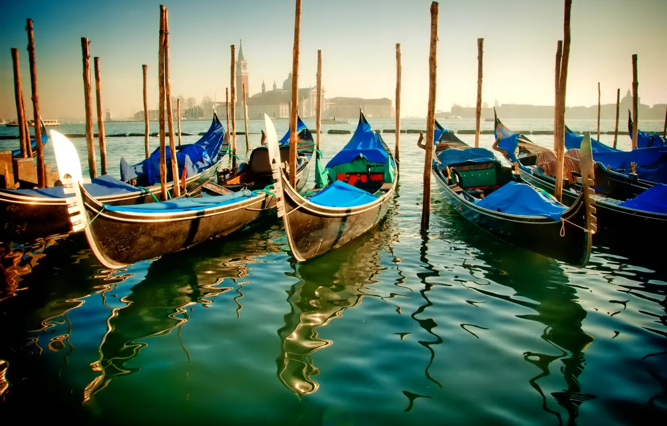 Photo wallpaper water, boat, Italy, Venice, channel, gondola