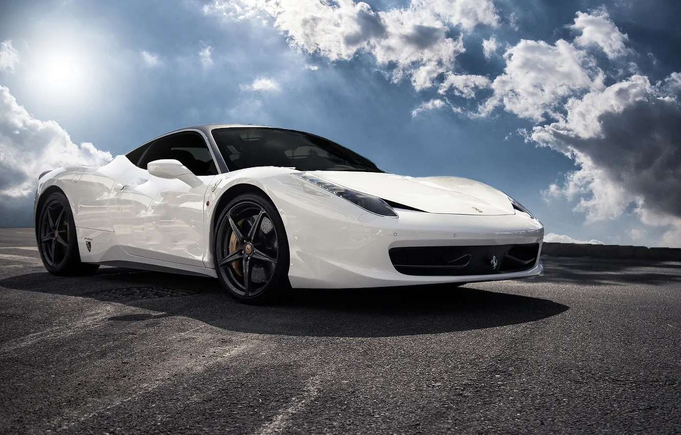 Photo wallpaper roof, white, the sky, asphalt, clouds, reflection, black, shadow