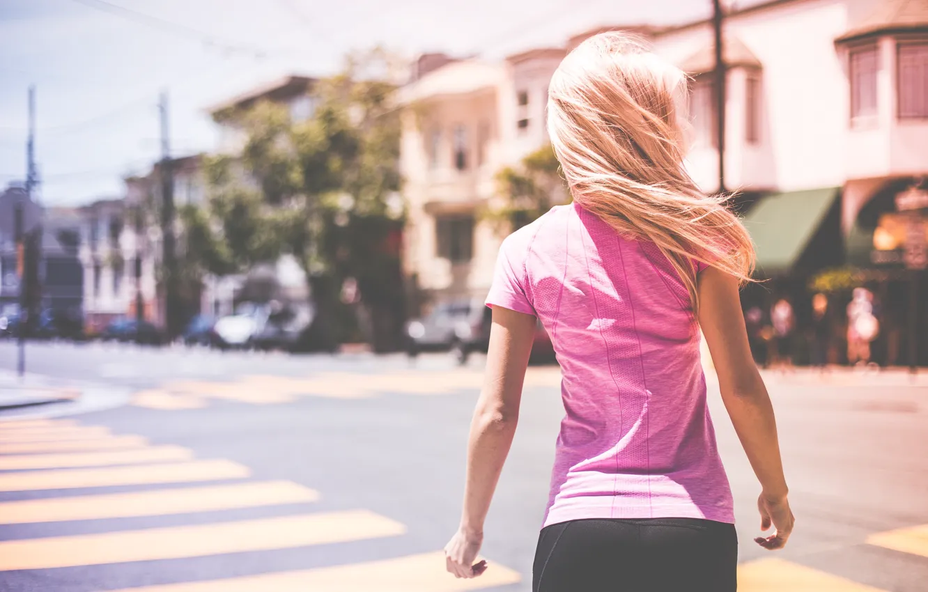 Photo wallpaper summer, girl, the city, street