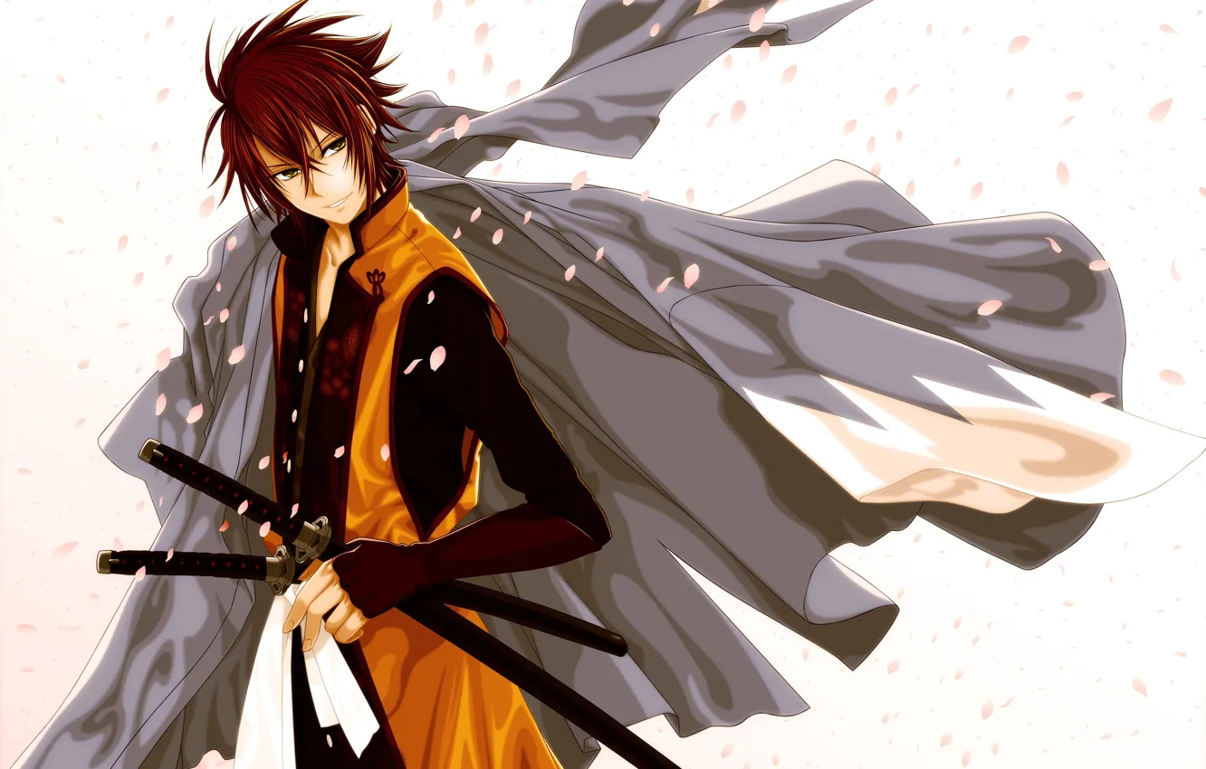 Photo wallpaper art, samurai, guy, Hakuouki, Demon Sakura