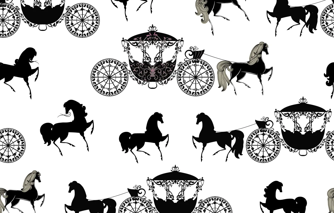 Photo wallpaper horse, tale, coach