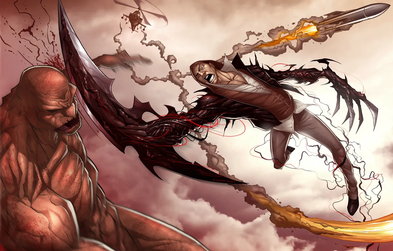 Photo wallpaper Prototype, rocket, helicopter, art, mutant, Alex Mercer, Monsters