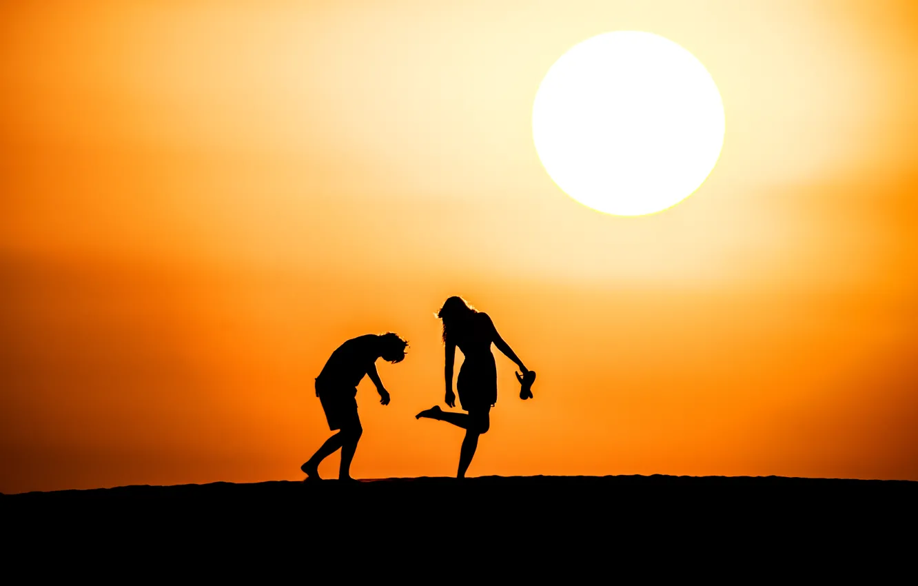 Photo wallpaper the sky, the sun, joy, landscape, sunset, horizon