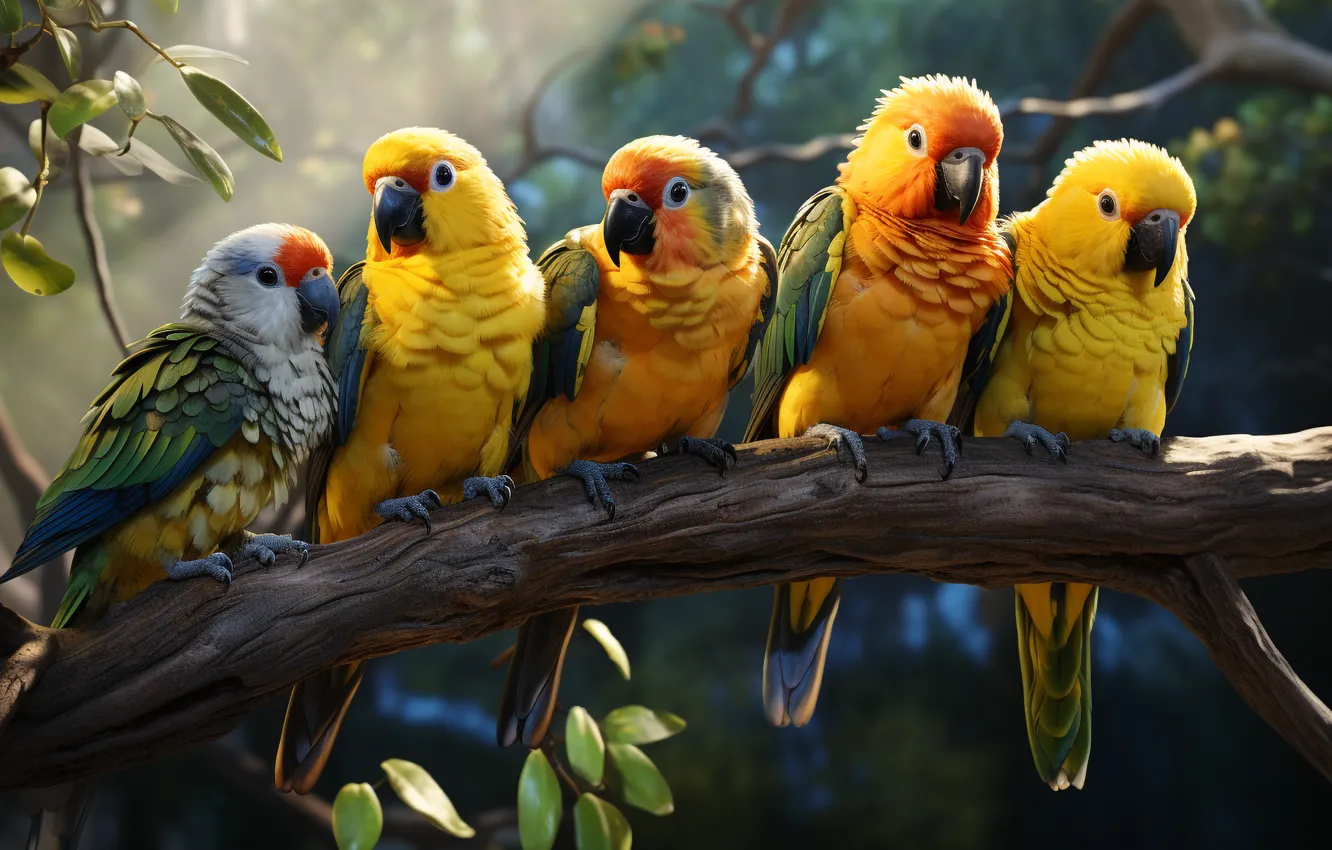 Photo wallpaper background, parrot, bird