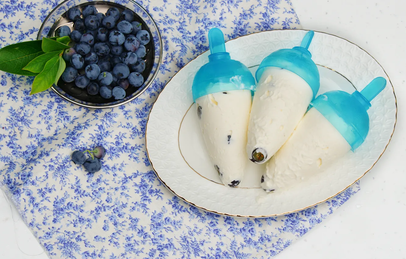 Photo wallpaper blueberries, ice cream, sweet