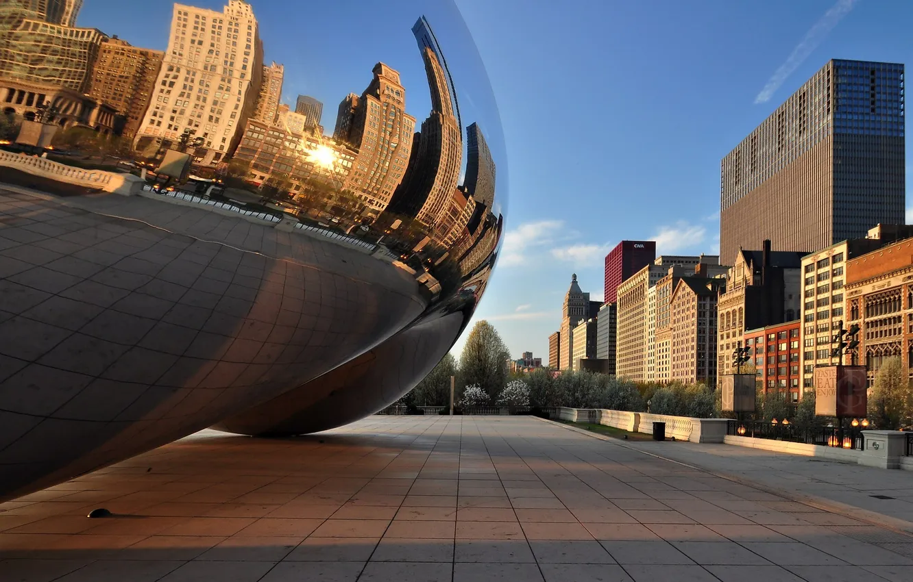 Photo wallpaper city, Park, skyscrapers, Chicago, USA, USA, America, Chicago