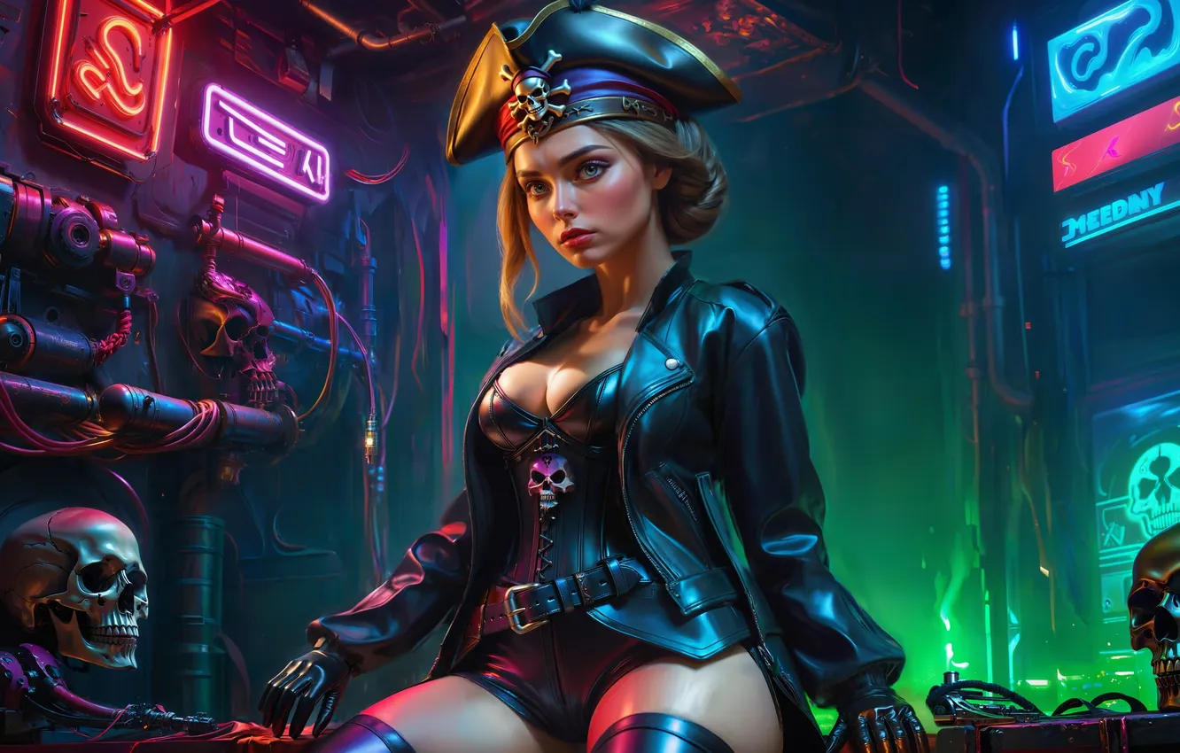 Photo wallpaper girl, fiction, fantasy, captain