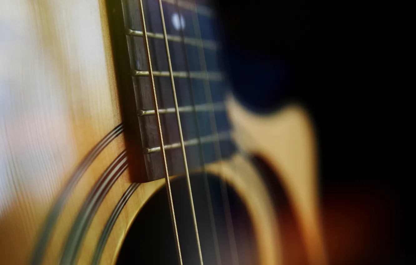 Photo wallpaper macro, music, guitar