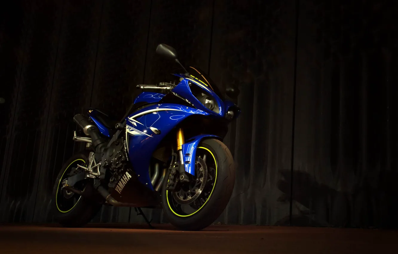 Photo wallpaper Yamaha, Blue, YZF-R1