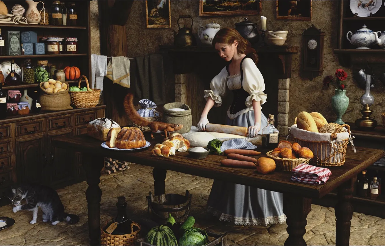 Photo wallpaper art, interior, rendering, kitchen