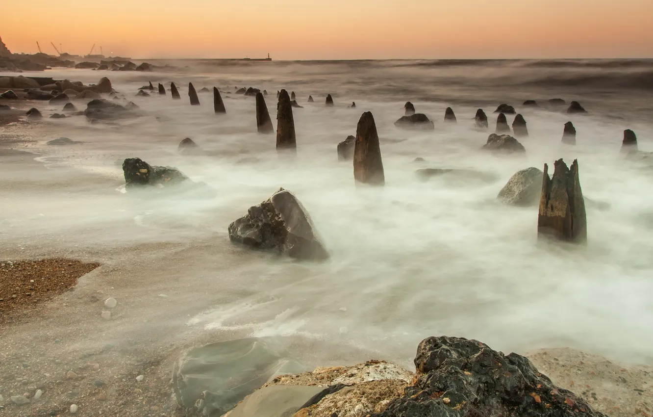 Photo wallpaper sea, landscape, sunset