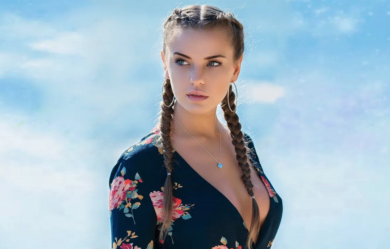 Photo wallpaper look, model, braids, beauty, Julia, Daniel Bidiuk
