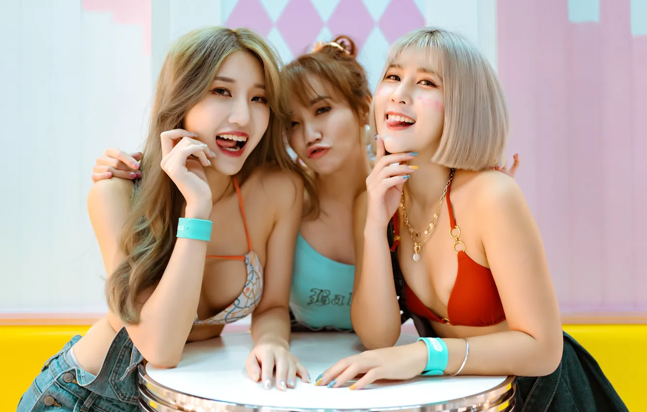 Photo wallpaper look, girl, face, pose, smile, Asian