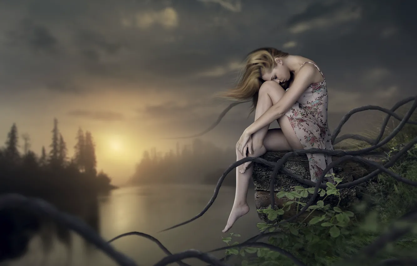 Photo wallpaper girl, nature, fantasy, art, surreal, Fairy Land