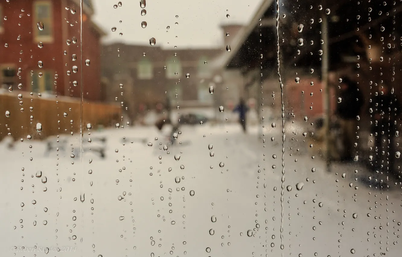 Photo wallpaper glass, drops, rain, street