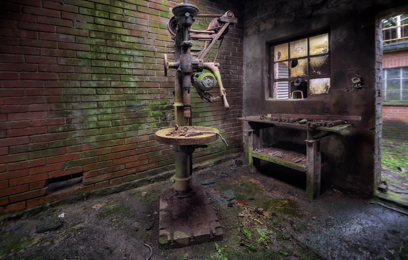 Photo wallpaper background, the barn, machine