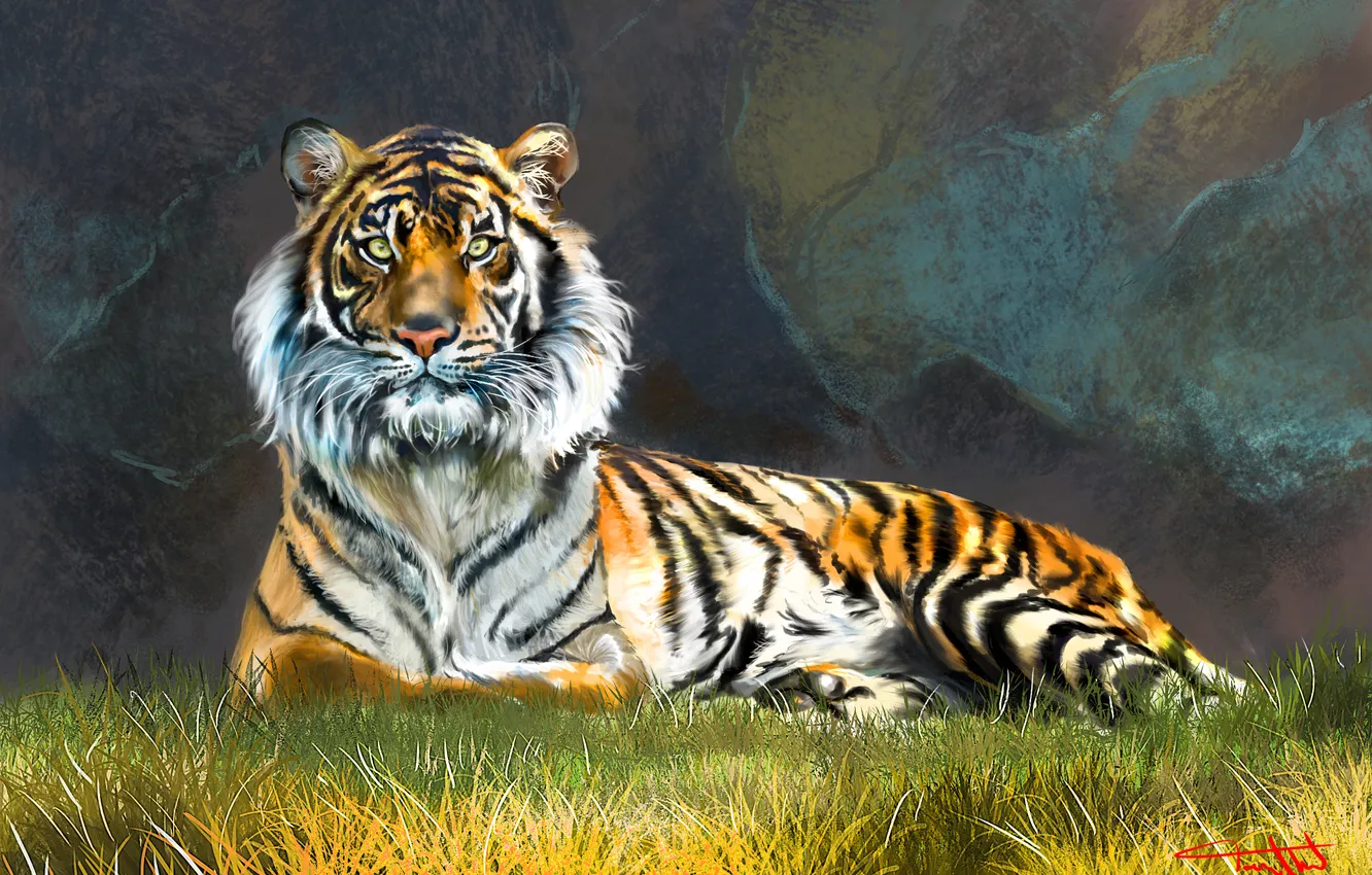 Photo wallpaper Tiger, art, Tiger