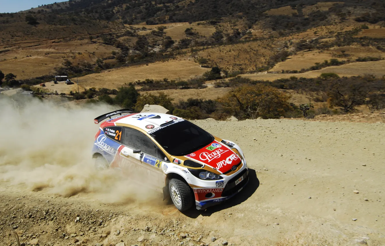 Photo wallpaper machine, sport, speed, Ford, dust, WRC, Rally, Fiesta