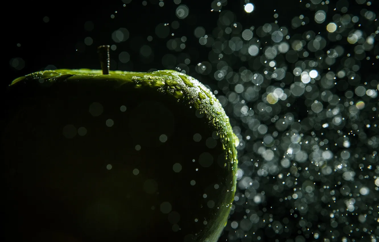Photo wallpaper drops, green, apples, photographer, Hannes High Man