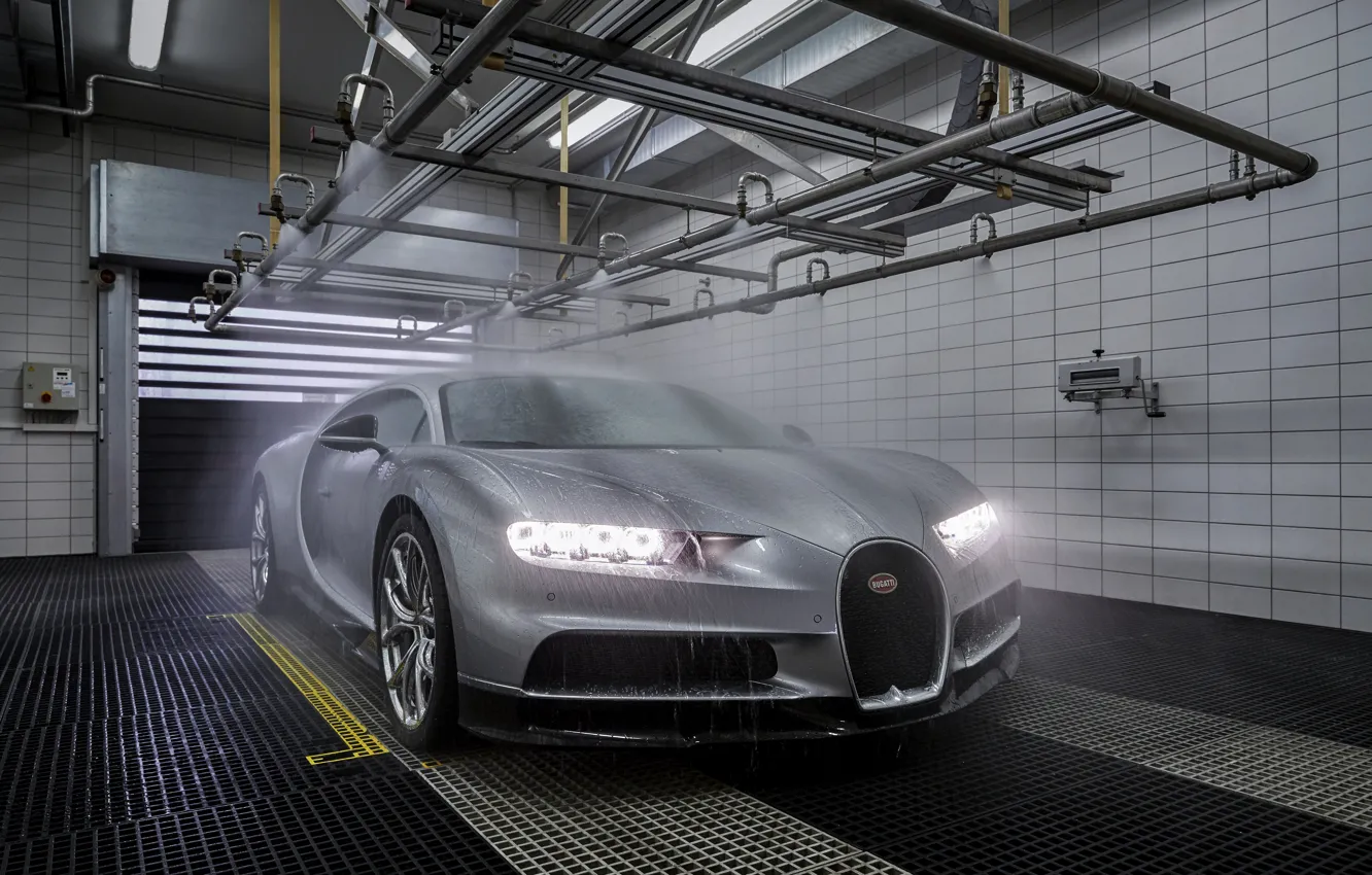 Photo wallpaper Bugatti, shower, Chiron