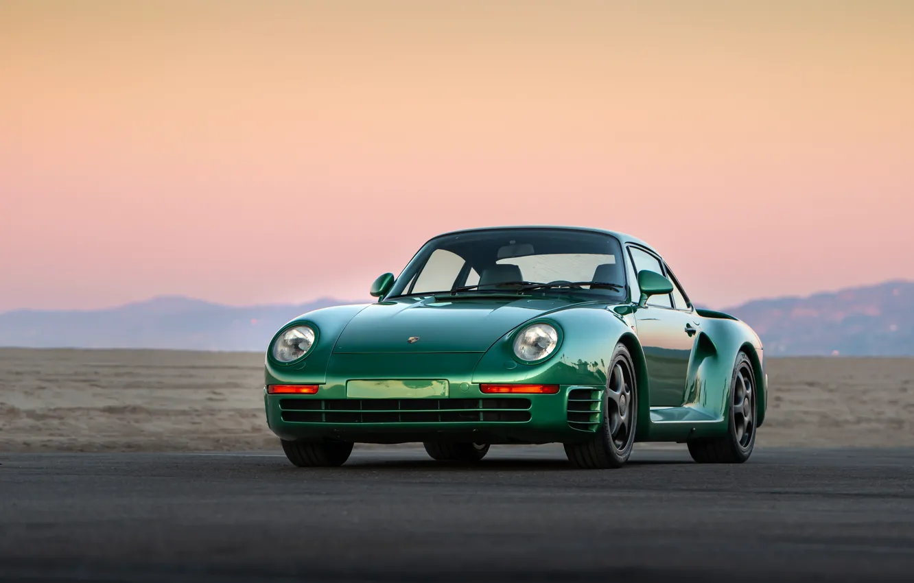 Photo wallpaper green, Porsche, road, Front, Canepa, 959SC, Porsche 959SC, Canepa Porsche 959SC